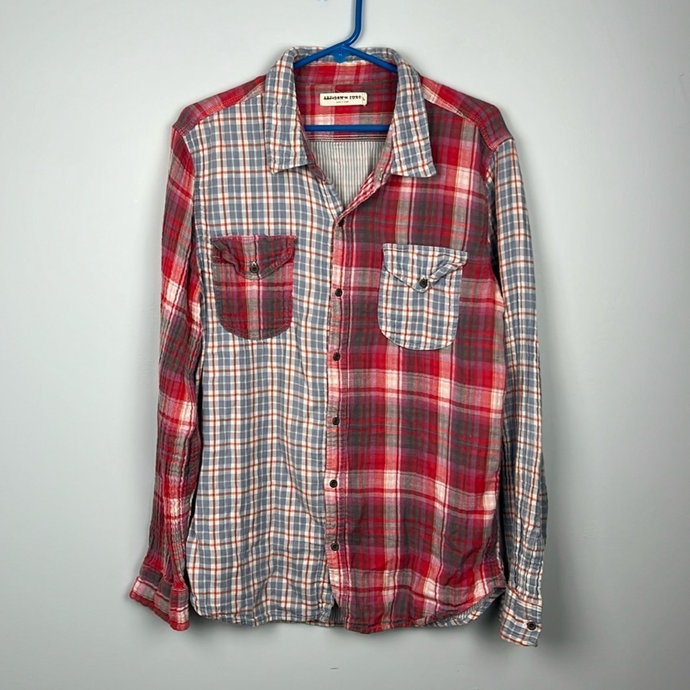 Artisan de Luxe unisex pattern block plaid gauzy casual button down shirt